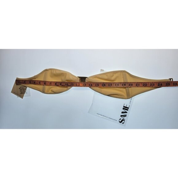 SAME LOS ANGELES BIKINY WOMENS TOP HAMMER BANDEU MEDIUM BEIGE FAUX SUEDE - Picture 4 of 6